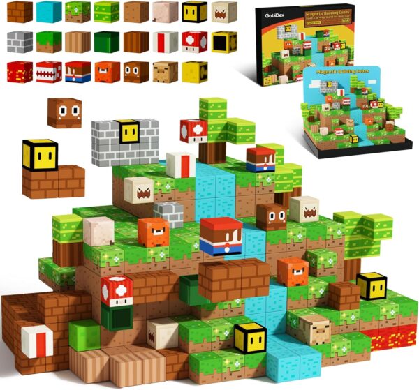 GobiDex Magnetic Blocks Toddler Toys for Boys Girls 3+, Game-Based Build Mine World with Magnets Cubes, 2024 Upgraded STEM Building Game Sensory Gift for Kids Starter Set