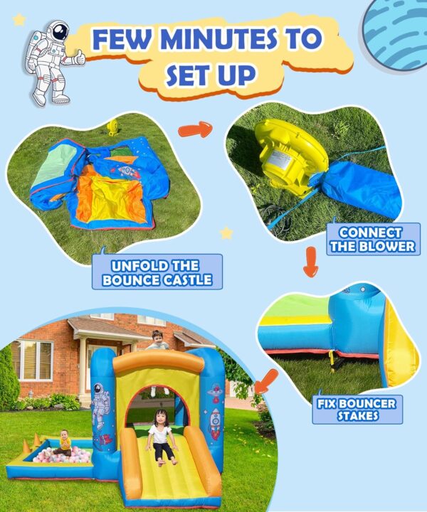 Inflatable Bounce House with Blower for Kids 3-6 y/o, Jumping Castle with Slide, 112x63x67'' Toddlers Bouncer with Ball Pit, Bouncy House for Indoor/Outdoor - Image 6