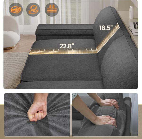 SEDETA Modern Couch, Comfy Couches for Living Room, Oversized Loveseat Sofa, Deep Seat Sofa with Storage and 2 USB Charging Ports, Removable Sofa Cover(Dark Grey Chenille) - Image 5