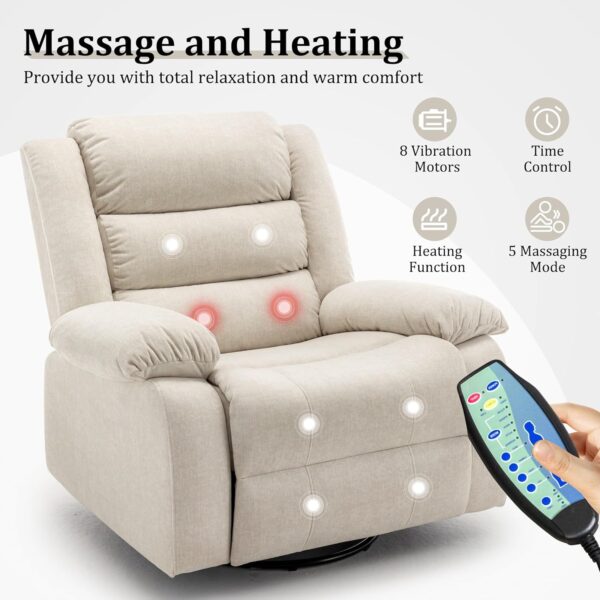 Electric Recliner with Massage and Heating, Power Lift Recliner Chair for Adults and Elderly, Modern Reclining Chair with Remote Control, Cup Holder, and Faux Leather Upholstery - Image 7
