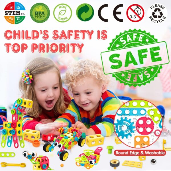 NXONE 195 PCS Educational STEM Toys for Boys and Girls Ages 3 4 5 6 7 8 9 10 Construction Building Blocks Toy Building Sets Kids Toys Creative Activities Games with Storage Box - Image 2