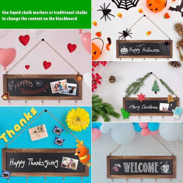 Bikoney Picture Frames Collage Photo Hanging Display Picture Board Wood Rustic Frames for Wall Decor and Dorm Room Decor with Blackboard and 30 Clips Carbonized Black - Image 4