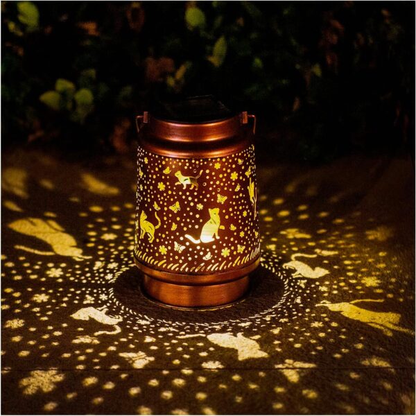 Cat Solar Lanterns Outdoor Waterproof Hanging Solar Lights Cat Gifts for Women Men Metal Decorative LED Lanterns for Yard, Patio, Lawn, Tabletop, Pathway, Landscape, Garden Decor, Cat Lovers Gifts - Image 2