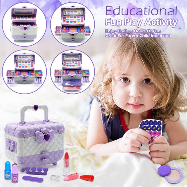 Kids Makeup Kit Girls Toys - Toys for Girls Real Washable Makeup Girls Princess Gift Play Make Up Toy Makeup Vanities for Girls Age 4-12 Year Old Children Gift Birthday - Image 4