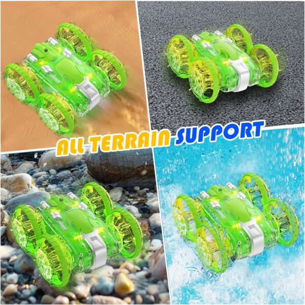 Amphibious Remote Control Car Boat, 4WD Gesture RC Car with Lights, 2.4GHz Waterproof Monster Truck Stunt Rc Crawler, All Terrain Pool Toy Water Toy for Kids Ages 6 7 8 9 10-12 Boys - Image 3
