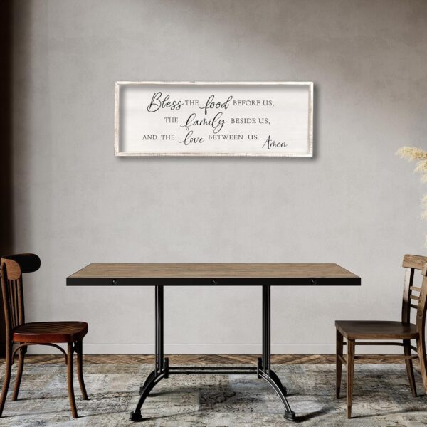 Bless the Food Before Us Wall Decor Sign 32" X 12" Home Dining Room Wall Decor Framed Wood for Large Farmhouse Vintage Country Kitchen Living Room Wall Hanging Art (White) - Image 6