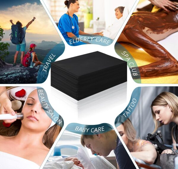 50 Pieces 31 x 70 Inches Disposable Bed Sheets Waterproof Bed Cover Massage Table Sheet Non-woven Fabric for Spa, Beauty Salon, Hotels (Black) - Image 6