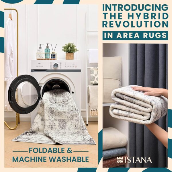 Istana 5x7 Rugs - Gray & Beige Area Rug - Kid & Pet Friendly Living Room Area Rugs 5x7 - Non Shedding Plush Area Rugs 5x7 - Foldable 5x7 Rugs for Bedroom - Eco-Friendly 5x7 Washable Area Rug - Image 3
