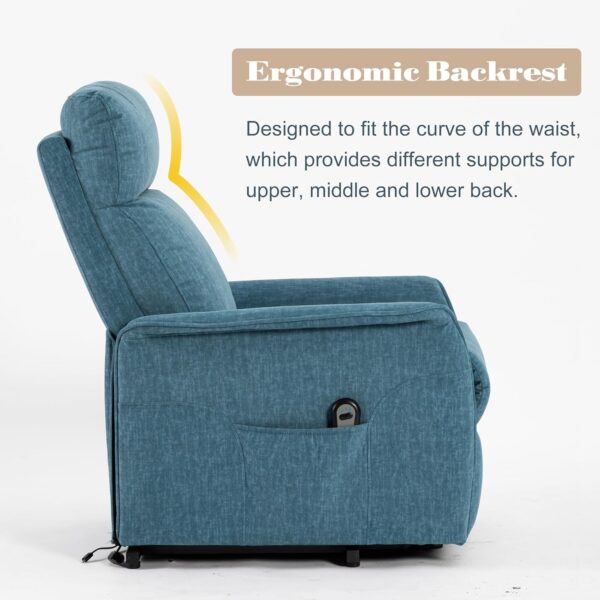 Power Lift Recliner Chair with Remote Control, Electric Fabric Recliners for Elderly People, Reclining Sofa Chair for Living Room, Infinite Position,Side Pockets (Navy Blue) - Image 4