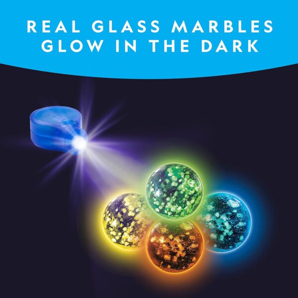 NATIONAL GEOGRAPHIC Glowing Marble Run – Construction Set with 15 Glow in The Dark Glass Marbles & Storage Bag, STEM Gifts for Boys and Girls, Building Project Toy (Amazon Exclusive) - Image 4