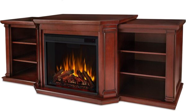 Real Flame Valmont 74" Electric Fireplace TV Stand for TVs up to 70 inches, Entertainment Center with Adjustable Shelves and Storage, TV Stand for Living Room and Bedroom, Remote Control, Timer