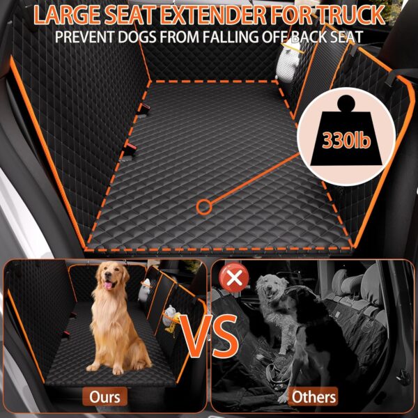 Back Seat Extender for Dogs,Dog Hammock for Car Back seat,Dog Car Seat Cover with Hard Bottom Dog Car Seat Bed Waterproof,Supports 330lb with Mesh Window and Storage Pocket for Car, SUV,Truck - Image 3
