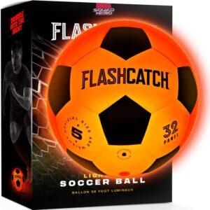 Light Up Soccer Ball - Glow in the Dark - NO 5 - Sports Gear Gifts for Boys & Girls 8-15+ Year Old - Kids, Teens Gift Ideas - Cool Boy Toys Ages 8 9 10 11 12 13 14 15 Glowing Night Activity