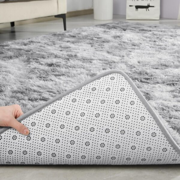 TWINNIS 8x10 Large Shag Area Rugs for Living Room Bedroom, Tie-Dye Light Grey Indoor Super Soft Fuzzy Plush Rugs, Upgrade Anti-Skid Modern Rugs Fluffy Carpets for Kids Room Nursery Home Decor - Image 7