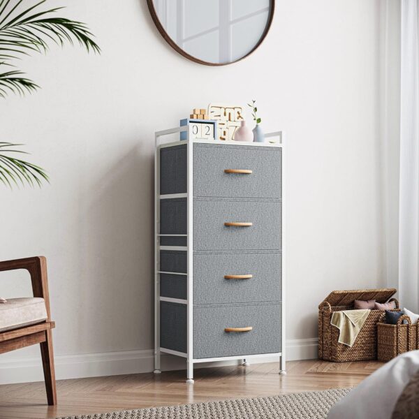LINSY HOME Dresser for Bedroom with 4 Drawers, Tall Dressers Storage Drawers, Tower Organizer Unit for Hallway, Entryway, Closets, Sturdy Steel Frame, Wood Top - Image 2