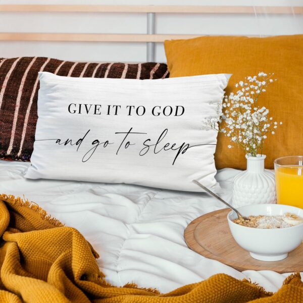 Knibeo Give It to God and Go to Sleep, Decorative Pillows Covers for Bed, Throw Pillows Cover for Bed,12x20 Pillow Cover,Decorative Bed Pillows for Bedroom Room(12x20, White) - Image 2