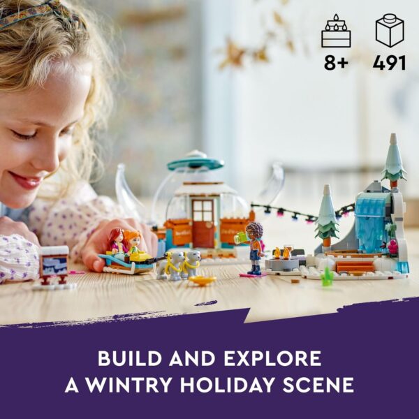 LEGO Friends Igloo Holiday Adventure 41760 Building Toy Set for Ages 8+, with 3 Dolls, 2 Dog Characters, A Winter Themed Gift for Kids 8-10 Who Love Snowy Adventures, Dog Sledding and Pretend Play - Image 3