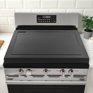 BLUEWEST Noodle Board Stove Cover with Buil-in Handles, 3 in 1 Wood Stove Top Covers Board for Gas Burners and Electric Stove, Wooden RV Stovetop Cover, Extra Kitchen Counter Space with Juice Grooves