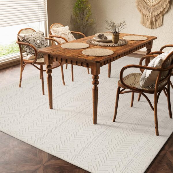 AMOAMI-Washable Area Rugs 6x9-Boho Beige Rugs for Living Room Machine Washable-3D Rugs for Bedroom-Non Slip Floor Rug-Moroccan Washable Rugs for Bedroom Dining Room - Image 2