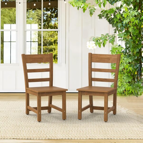 HDPS Outdoor Patio Dining Set for 6, All Weather Outdoor Table and Chairs, Resin Outdoor Kitchen Furniture Dining Sets for Outdoor Indoor, Garden, and Backyard, Teak Color-Oil Printed - Image 5