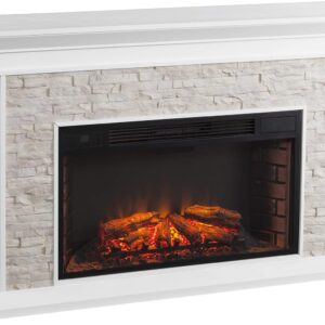 SEI Furniture Canyon Heights Faux Stacked Stone Electric Fireplace, White