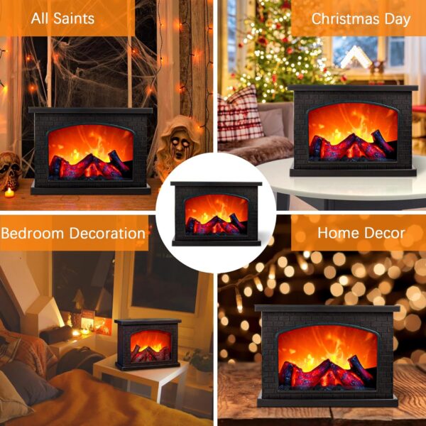 Fireplace Lanterns Decorative,Small Fake Fireplace,Flame Effect LED Fire Lamp,Battery Operated USB Charge Portable Fireplace,Indoor Outdoor Christmas Decoration (No Heater Function Black) - Image 7