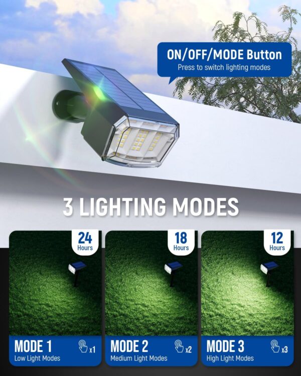 Solar Spot Lights Outdoor Waterproof 6 Pack IP65, 63 LED 3 Lighting Modes Spotlights for Yard Garden House Garage Pathway - Image 5