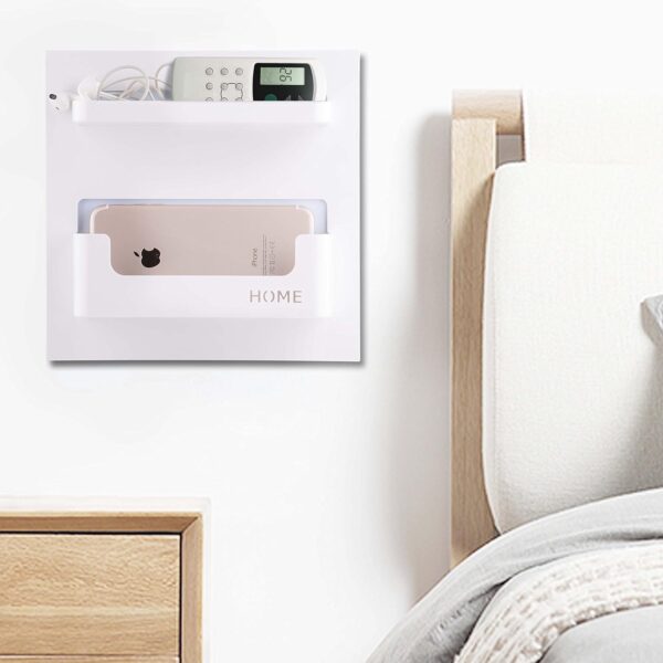 EHKIT Bedside Shelf Accessories Organizer- Wall Mount Self Stick On,Ideal for Glasses,Remote,Earphone, Cell Phone Charger,Manicure Kit - Image 4
