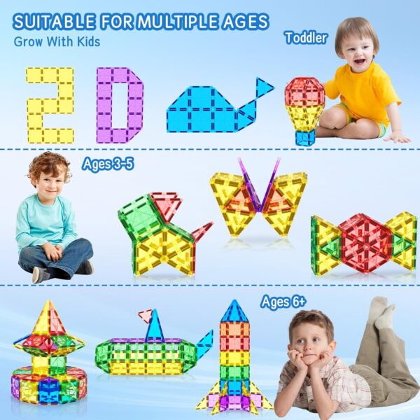 Magnetic Tiles Toddler Building Blocks Toys, Magnet Montessori Kids Toys for 3+ Year Old Boys and Girls, Preschool Learning Sensory STEM Education Toys Games, Birthday Gifts Idea for Kids Toddlers. - Image 2
