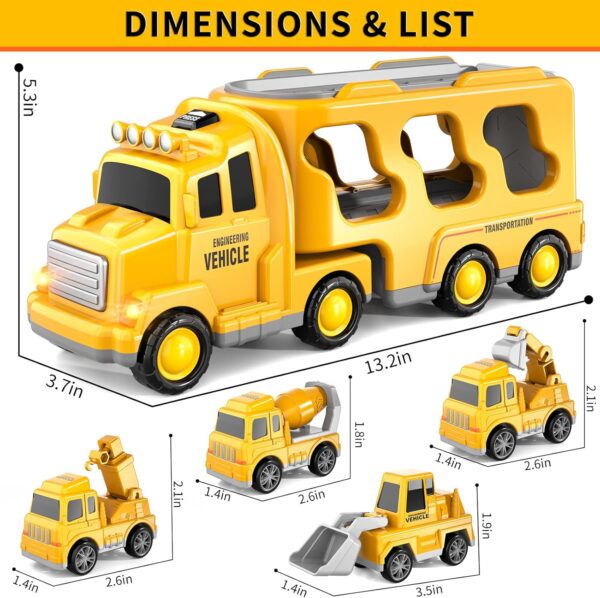 Bennol Toddler Boy Toys for 1 2 3 4 5 Year Old Boys, Toddler Car Trucks Bus Toys for Toddler Boys Ages 1-3 3-5, 5 in 1 Construction Car Truck Bus Boys Toddlers Birthday Gifts - Image 5