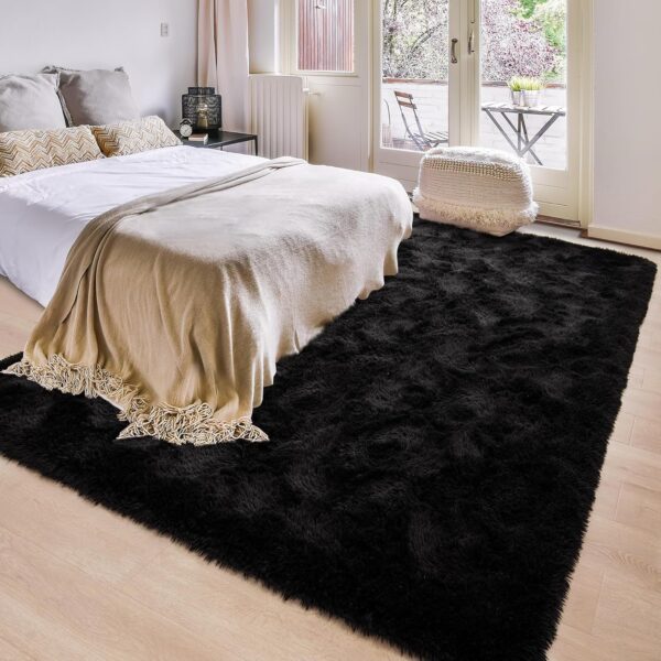 Beglad Fluffy Black Rugs for Living Room, 6x9 Feet Large Area Rugs Upgrade Anti-Skid Modern Minimalist Style Memory Foam Rugs for Bedroom, Indoor Carpet Suitable for Boys Teens Room Decor - Image 3