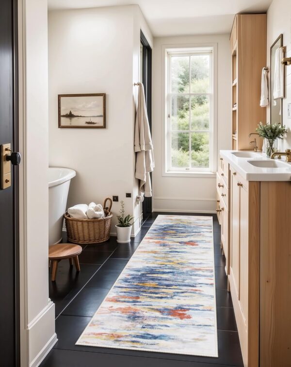 Lahome Abstract Washable Rugs, 3X5 Rug Soft Rugs for Bedroom Ultra-Thin Stain Resistant Carpet, Low-Pile Modern Living Room Rugs Non Slip Throw Rug for Office(3x5ft,Multi) - Image 6