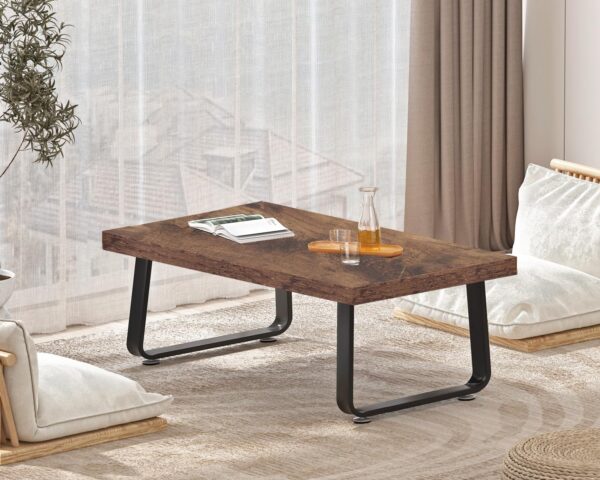 HSH Rustic Coffee Table, Industrial Wood and Metal Center Table, Farmhouse Minimalist Oak Coffee Table for Living Room, Modern Rectangular Wooden Tea&Coffee Table for Bedroom Home, Rustic Brown, 39 In - Image 7