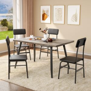 Gizoon Dining Table Set for 4, 5-Piece Kitchen Table and Chairs, Rectangular Dining Room Table Set with 4 Chairs, Space-Saving Kitchen Table Chairs Set of 4 for Small Space, Apartment, Black