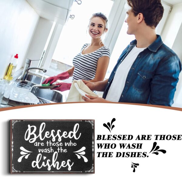 Jetec Wooden Farmhouse Kitchen Decor Black And White Modern Kitchen Wall Decoration Rustic Decorative Funny Tray Art For Shelf Home Cabinets Coffee Counter - Image 4