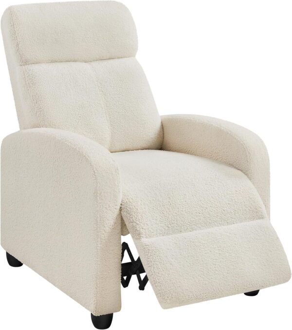 Topeakmart Fabric Recliner Sofa Push Back Recliner Chair Adjustable Modern Single Reclining Chair Upholstered Sofa with Pocket Spring Living Room Bedroom Home Theater Ivory