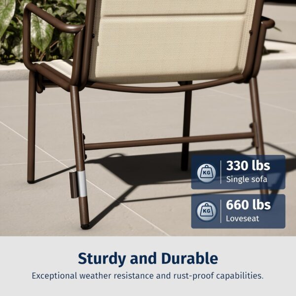 EAST OAK 4-Piece Patio Furniture Set, Waterproof Outdoor Furniture Set, Patio Sofa with Coffee Table for Balcony or Porch, 4 Seats Patio Conversation Sets for Backyard in Beige - Image 5
