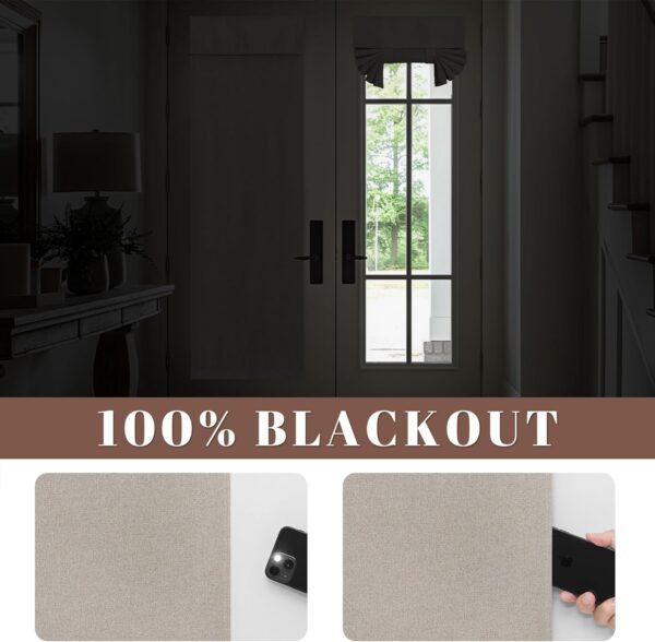 StangH Natural Linen 100% Blackout French Door Curtain, Portable Light Blocking Tricia Door Blinds Thermal Insulated Lightweight Tie Up Door Shade for Bedroom Front Door, W26 x L69, 1 Panel - Image 5