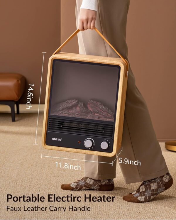 Portable Electric Fireplace Heaters for Indoor Use,1500W Space Heater Fireplace with Realistic Flame & Fire Crackling Sound, Safety Protection, Portable Fireplace Heater for Home - Image 6