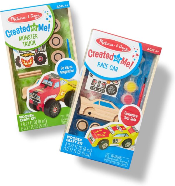 Melissa & Doug Decorate-Your-Own Wooden Craft Kits Set - Race Car and Monster Truck - Image 3