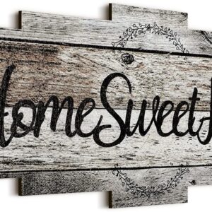 Jetec Home Sweet Home Sign, Rustic Wood , Large Farmhouse Home Plaque Wall Hanging Wooden Sign for Bedroom, Living Room, Wall, Wedding Decor (Gray)