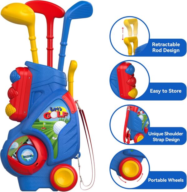 Liberry Toddler Golf Set, Upgraded Kids Golf Cart with Unique Shoulder Strap Design, Indoor and Outdoor Golf Toys for Boys and Girls Aged 1-5 Years Old - Image 3