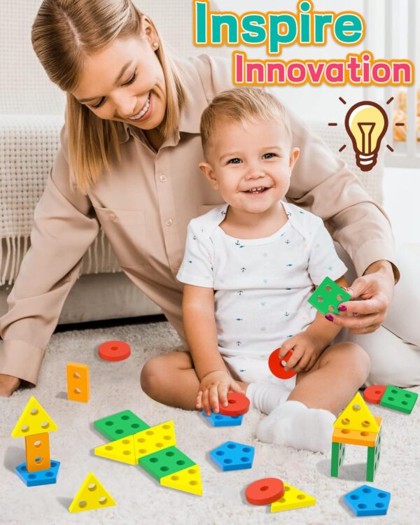 Montessori Toys for 1 2 3 Year Old Boys Girls Toddlers, Wooden Sensory Toys for Ages 2-4 0-2, 1 2 Year Old Boy Girl Birthday Gifts, Educational Toddler Learning Puzzles Toys - Image 4