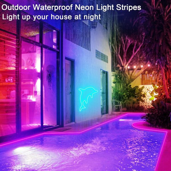 50ft RGB LED neon Rope Lights LED neon Strip Lights with Remote Control/APP Control IP65 24V Waterproof Flexible Neon LED Strip Lights,Led Lights for Bedroom Room Outdoors Decor - Image 4