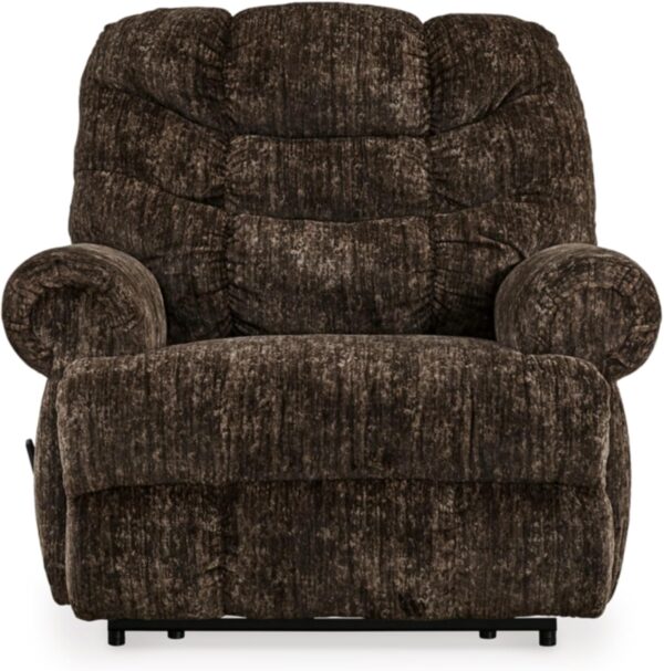 Signature Design by Ashley Movie Man Classic Tufted Velvet Manual Zero Wall Recliner, Dark Brown - Image 5