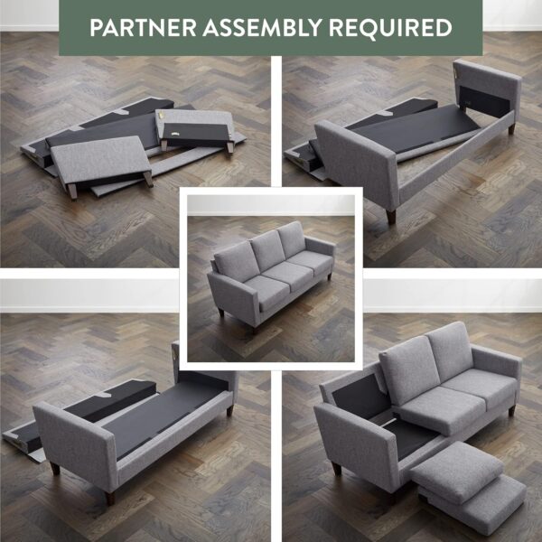 Edenbrook Archer Upholstered Couch – Couches for Living Room - Gray Upholstered Couch - Living Room Furniture - Small Couch - Seats Three - Straight Arm Modern Couch, Sofa - Image 5