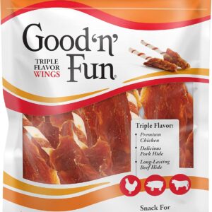 Good'N'Fun P-94130 Triple Flavor Wings Dog Chews, One Size