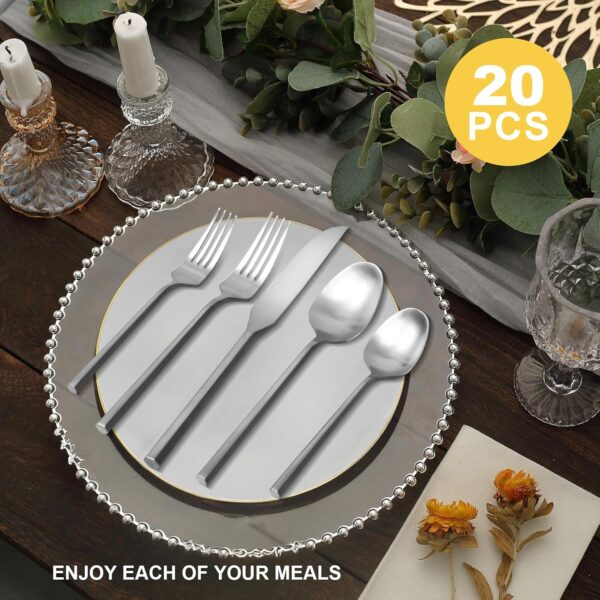 Gold 20 Piece Forged Stainless Steel Silverware Set, Hexagon Handle Flatware, Modern Mirror Finish Cutlery Set, Service for 4, Dishwasher Safe - Image 4