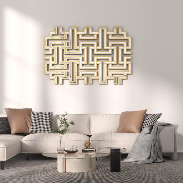 KOHROS Gold Decorative Wall Mirrors - Wooden Modern for Hallway, Living Room, Bedroom, Entryway 31.1"x47.2" - Image 2