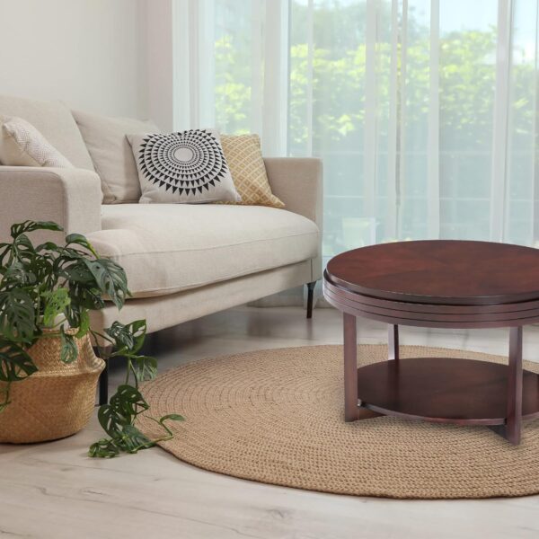Leick Home 10109-CH Oval Small Coffee Table with Shelf, Chocolate Cherry, 23 in x 33 in x 19 - Image 2
